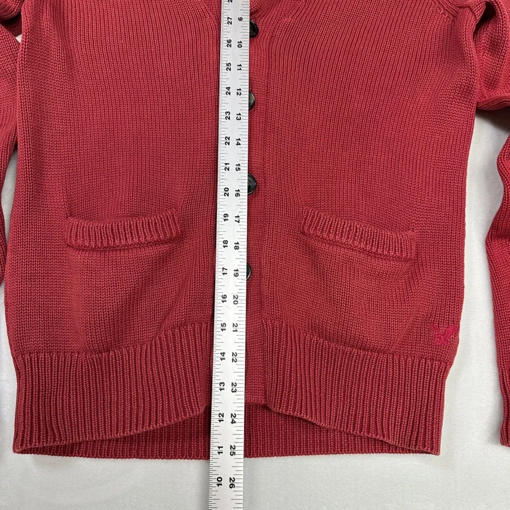 American Eagle Outfitters Men's Red Shawl Collar Cardigan Sweater Prep Fit Small
